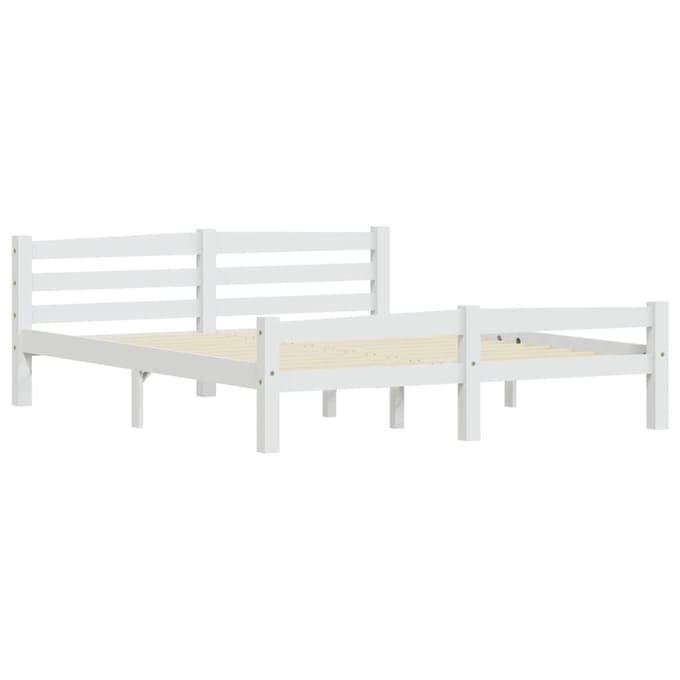 vidaXL - Bedframe - massief - grenenhout - wit - 160x200 - cm