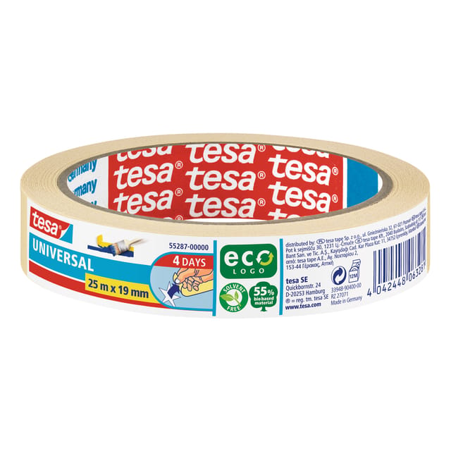Tesa Afplaktape - 1x rol - wit - 19 mm x 25 m - schilderstape - maskeertape - Masking tape
