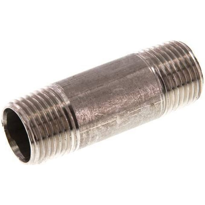 R 1/2'' RVS Dubbele Pijpnippel 20 Bar DIN 2982 - 60mm