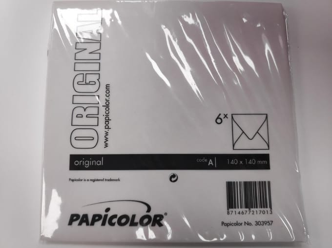 Papicolor Original Envelop Lichtgrijs 6 stuks 140 x 140 mm