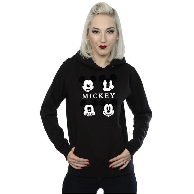 Disney Dames/Dames Mickey Mouse Vier Hoofden Hoodie (Zwart)