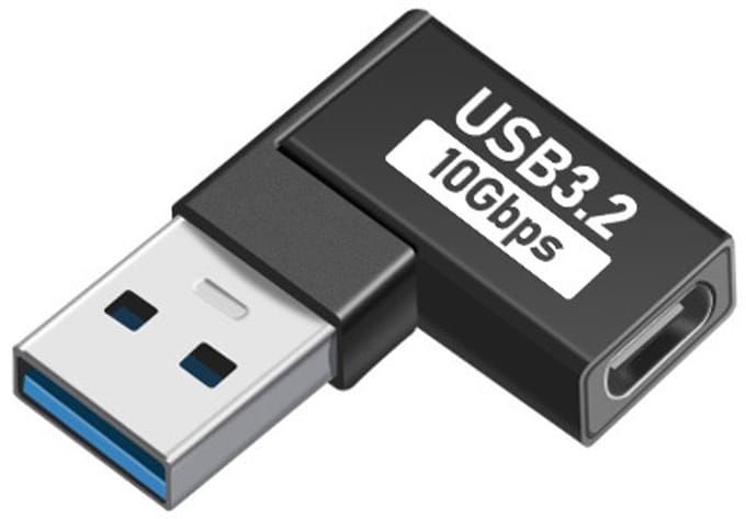 Delmark USB-C Female naar USB-A 3.2 adapter - 90 Graden haaks adapter - Female naar male - USB 3.2 10Gbps