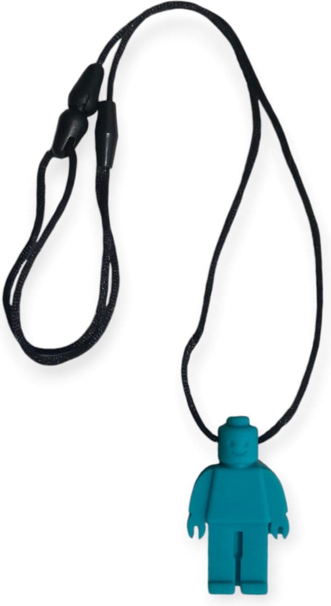 Bijtketting | Bouwpoppetje | Turquoise | Vanaf 3 jaar!