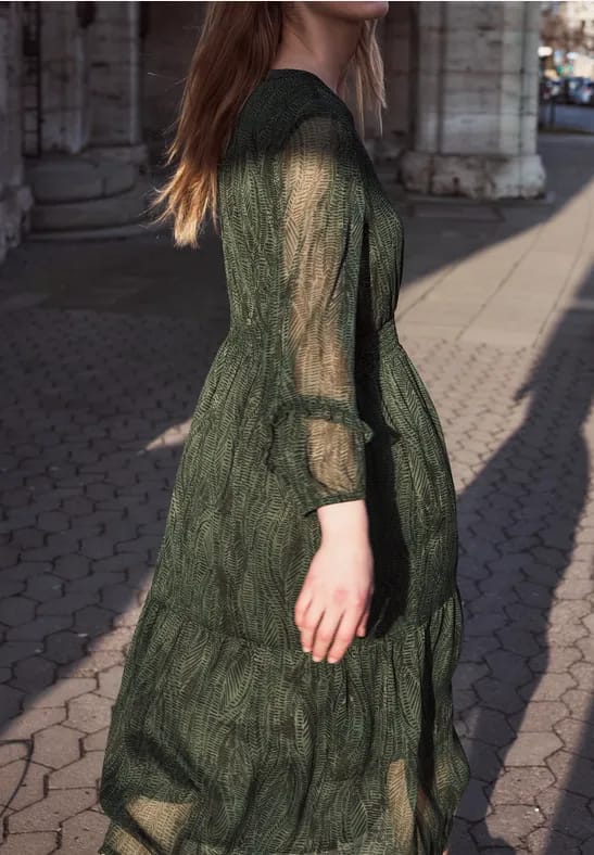 Chiffon midi-jurk met print