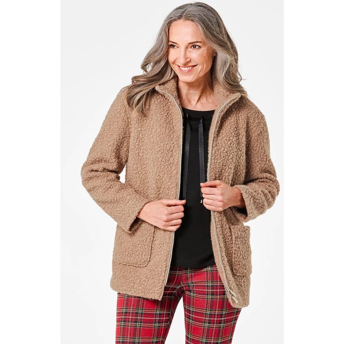 Teddyjas met opstaande kraag - camel - Gr. 20 van Goldner Fashion