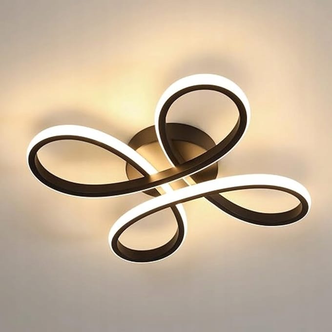 Moderne Zwarte LED Plafondlamp Bloem Design 30W Warm Wit