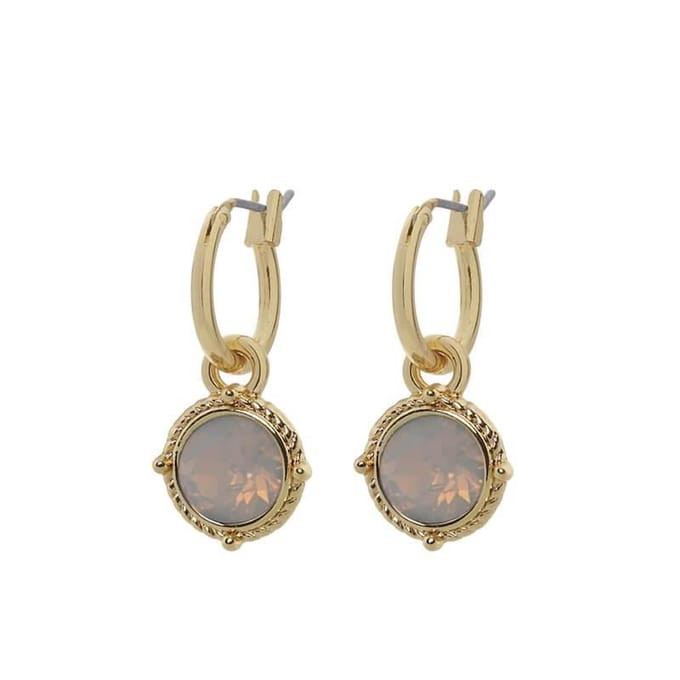 Biba Hang Oorbellen Goud met Swarovski Steentje Lt. Grey Opal