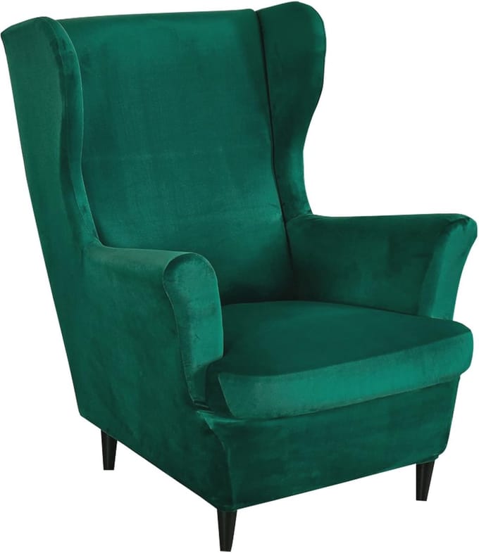 Stretch Vleugelstoelhoezen 2-delige Set - Fluwelen Meubelbeschermers voor Fauteuils en Sofas