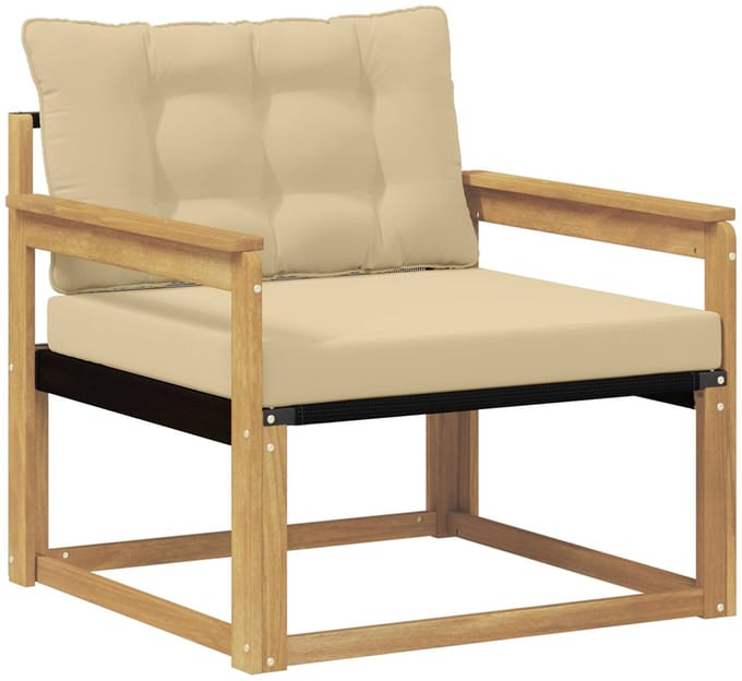 vidaXL - Buiten - bank - set - Massief - Acaciahout - en - Textilene - Wit
