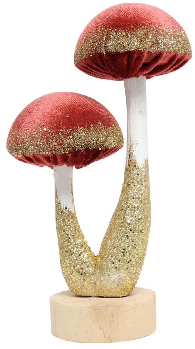 Ornament paddenstoelen roze 10x6x18cm