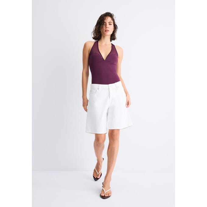 Stradivarius Mesh halterbody  Purper XS