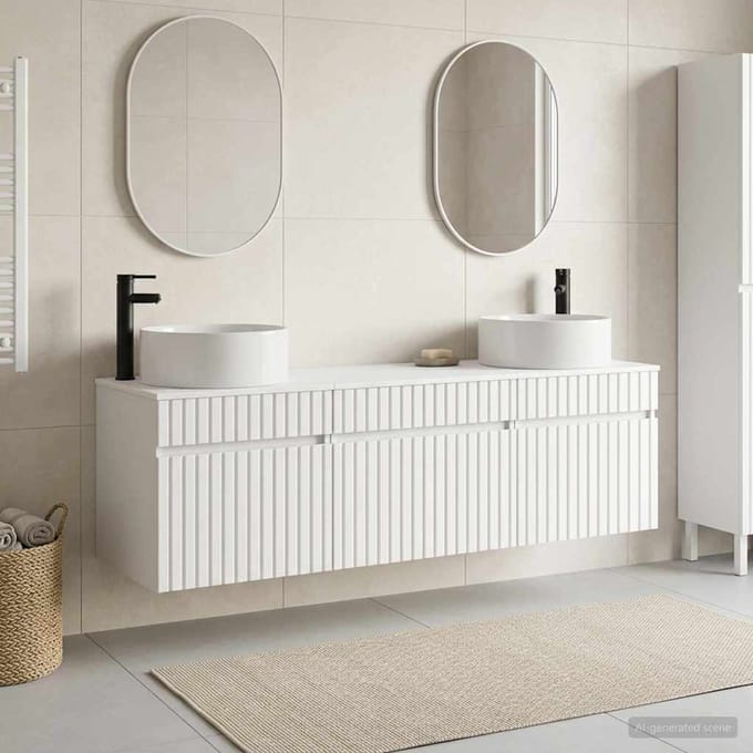 vidaXL - Badkamerkast - set - 3 - st - Wit - 157 - x - 44,5 - x - 80 - cm - Bewerkt - hout