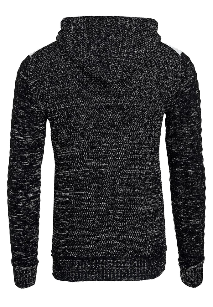 Chunky gebreide jas met capuchon met volledige rits