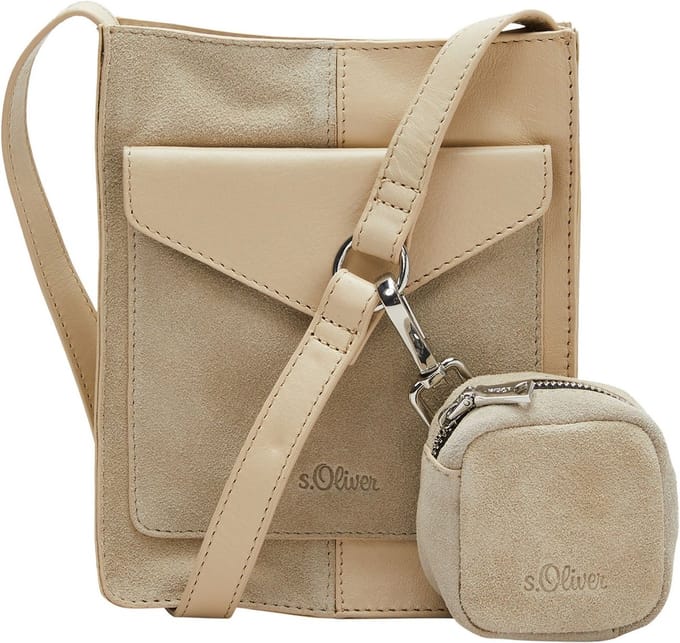 s.Oliver Leren Schoudertas City Bag Beige