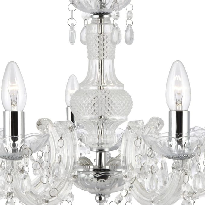 Searchlight Kroonluchter Marie Therese, helder, 5-lamps