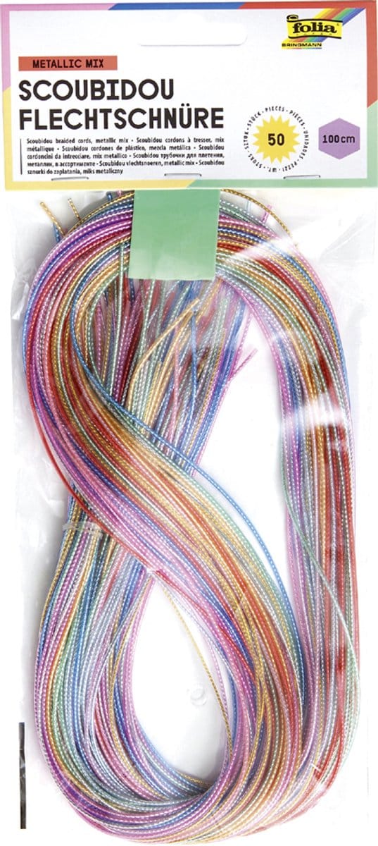 Folia Scoubidou vlechtkoorden BASIC MIX, 1,8 mm x 1 m