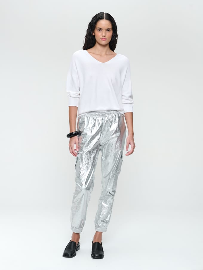 Seamless cotton pullover 317 | White - White / S
