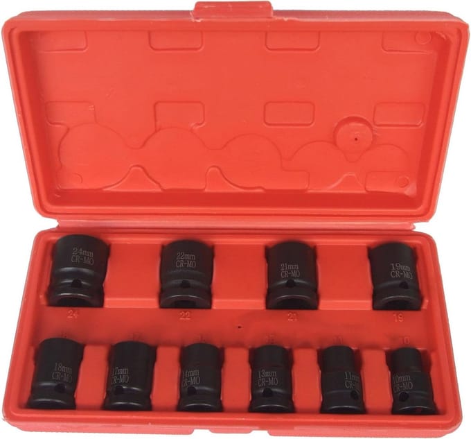 Impact Socket Set 1/2-inch - 10 Stuks Chroom-Vanadium Staal