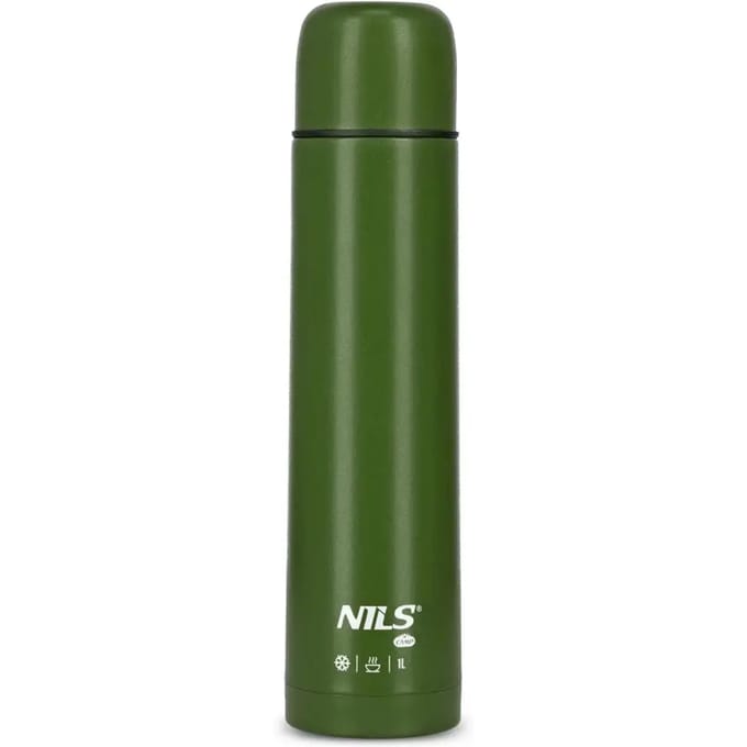 Nils Camp Thermos 1L Groen - Automatische Stop, Dubbele Wand