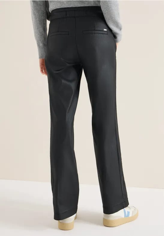 Broek met gecoate Wide Legs