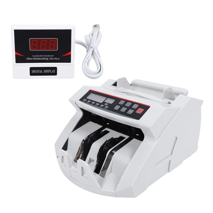Valsgeld Detector Snelle Detectie Hoge Nauwkeurige Geldtelmachine met LED Display voor US Plug white