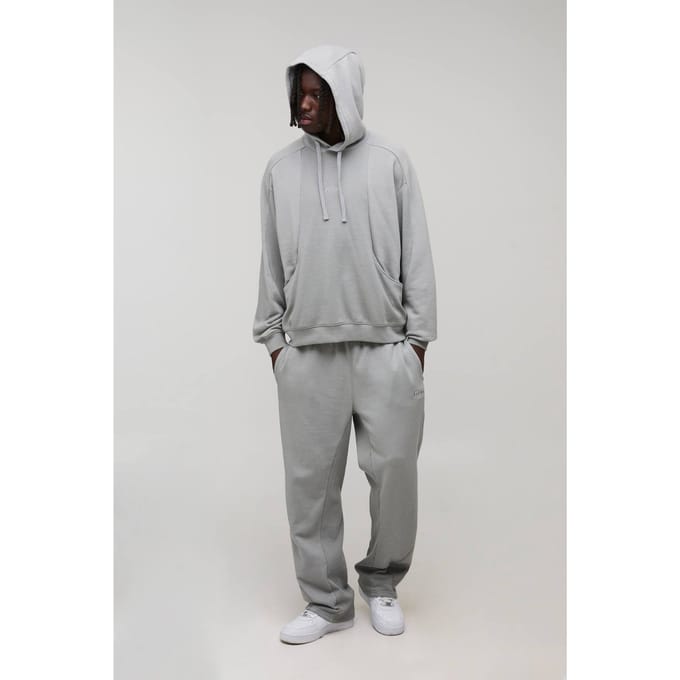 Oversized Boxy Raglan Rib Detail Loopback Trainingspak | Grey | Size XL