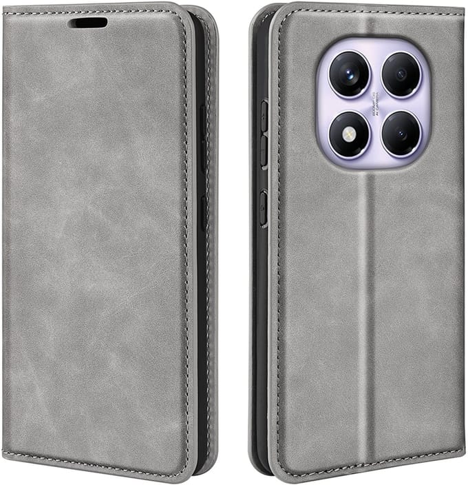 MobyDefend Hoesje - Geschikt voor Xiaomi Redmi Note 14 Pro 4G - Luxe Wallet Bookcase (Magnetische Sluiting) - Grijs