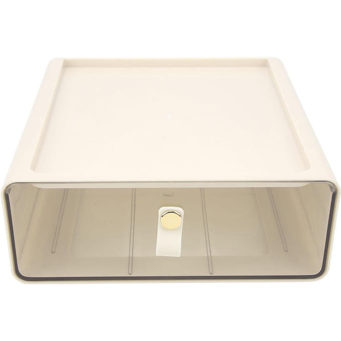 Transparante Opberglade Doos Grote Capaciteit Desktop Lade Opbergcontainer Organizer voor Kantoor Crème white