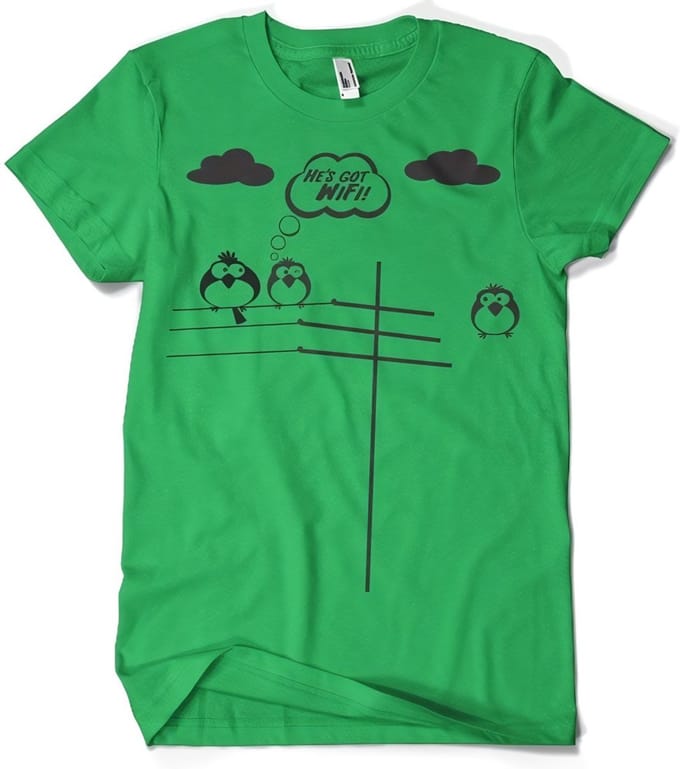 Hybris He's Got WiFi T-shirt Groen