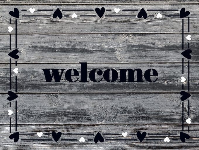 MD Entree - Deurmat - Schoonloopmat - Ambiance - Welcome Hearts Border - 50 x 70 cm