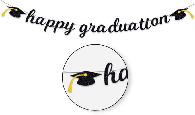 LUQ Geslaagd Slinger Happy Graduation – Zwart & Goud Feestdecoratie Afstuderen – 200 cm