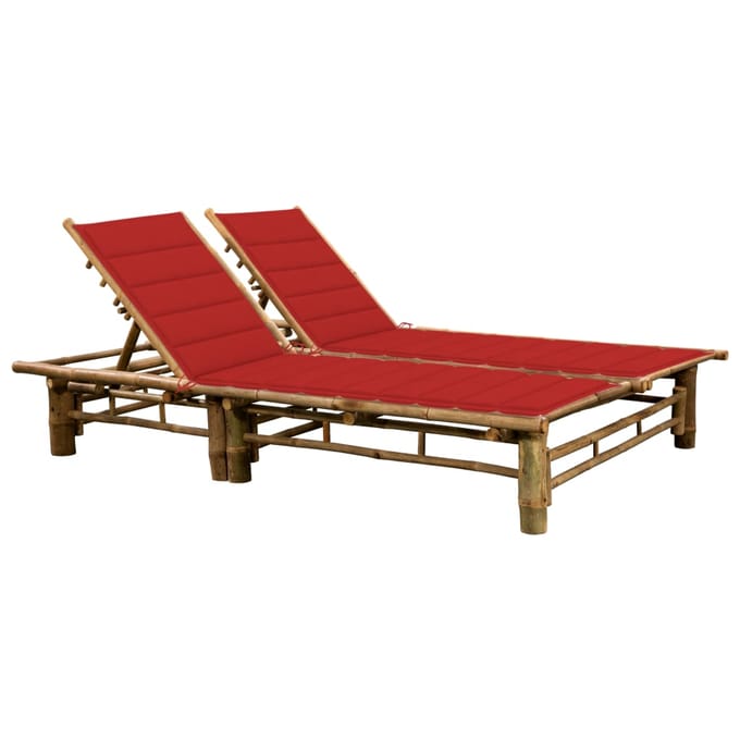 vidaXL - Ligbed - 2-persoons - met - kussens - bamboe