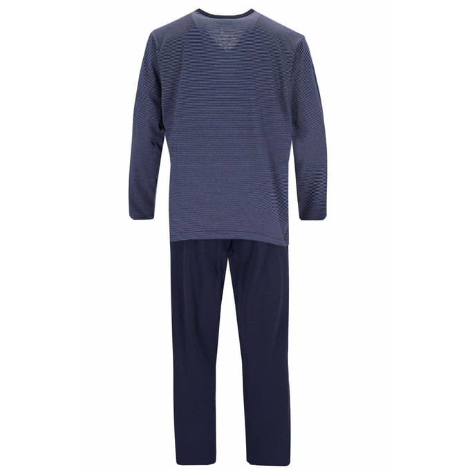 Gestreepte heren pyjama marineblauw Hajo - Blauw - Maat - 56