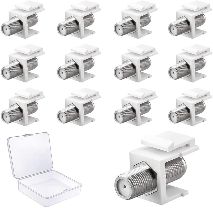 Keystone F-connector - TV SAT-kabel - Patchpaneel aansluiting - Vernikkeld contact - 30 x 21 x 17 mm - Wit