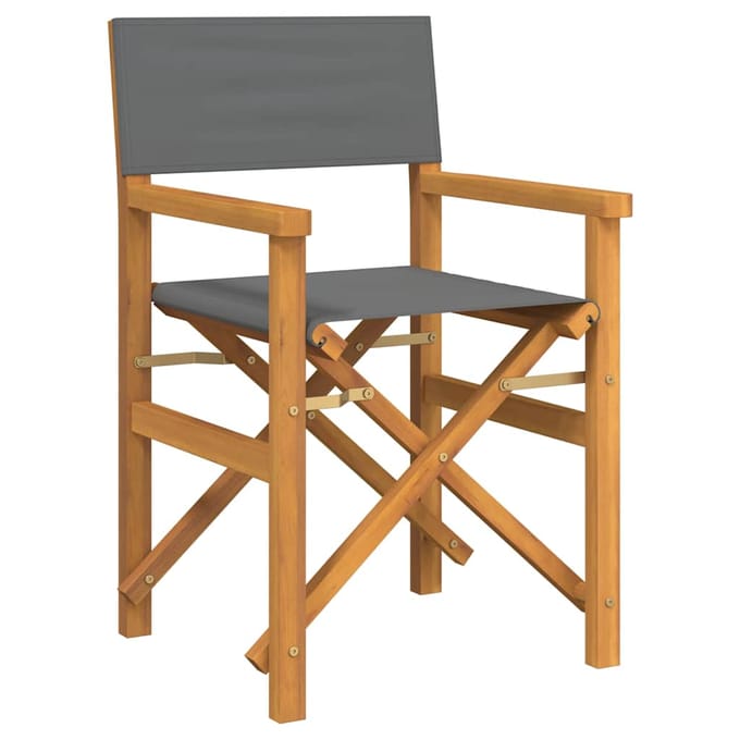 vidaXL - Regisseursstoelen - inklapbaar - 2 - st - massief - teakhout - grijs