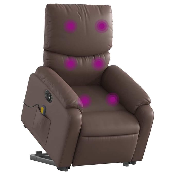 vidaXL - Sta-op-massagestoel - elektrisch - kunstleer - bruin