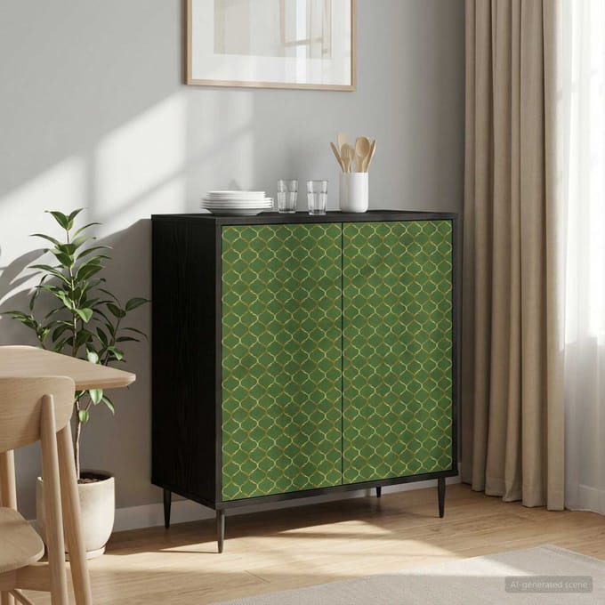 vidaXL - Dressoir - GELEEN - Zwart - eiken - 69 - x - 33 - x - 76 - cm - Bewerkt - hout
