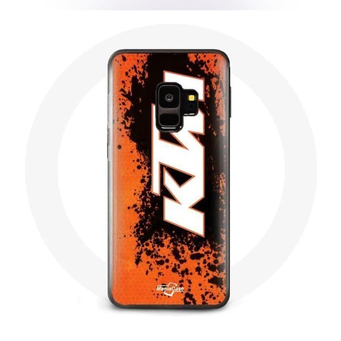 Samsung Galaxy S9 hoesje KTM Logo wit oranje achtergrond