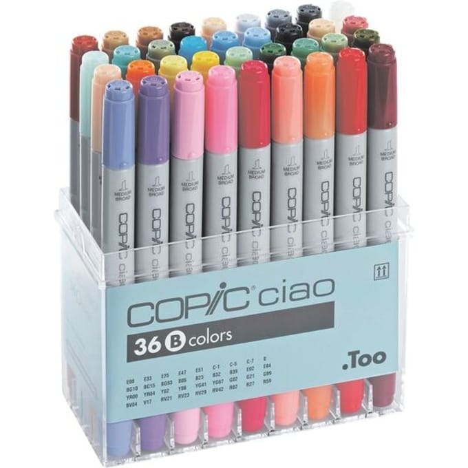 COPIC markers ciao 36er Set B, alcoholbasis, navulbaar, 36 stuks