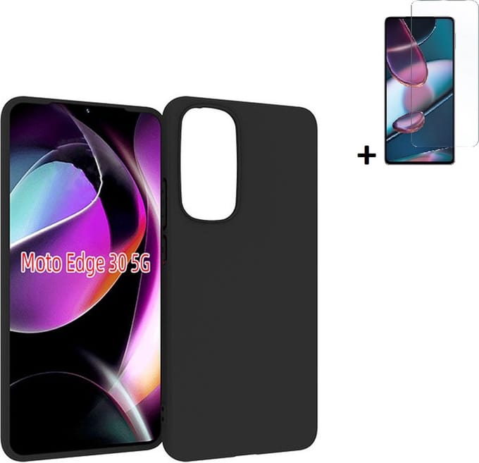 MoDo hoesje Geschikt voor Motorola Edge 30 - Siliconen Back Cover - Zwart met screenprotector