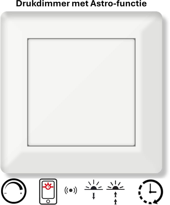 Freelux Drukknop | Astro Tijdschakelaar | Bluetooth | Led Dimmer | 2-polig | 230VAC - 300VA/1,3A_2P | Zuiver wit glans