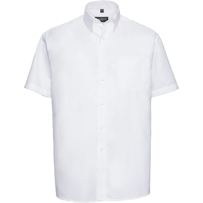 Russell Collection Heren Oxford Easy-Care overhemd met korte mouwen (Wit)