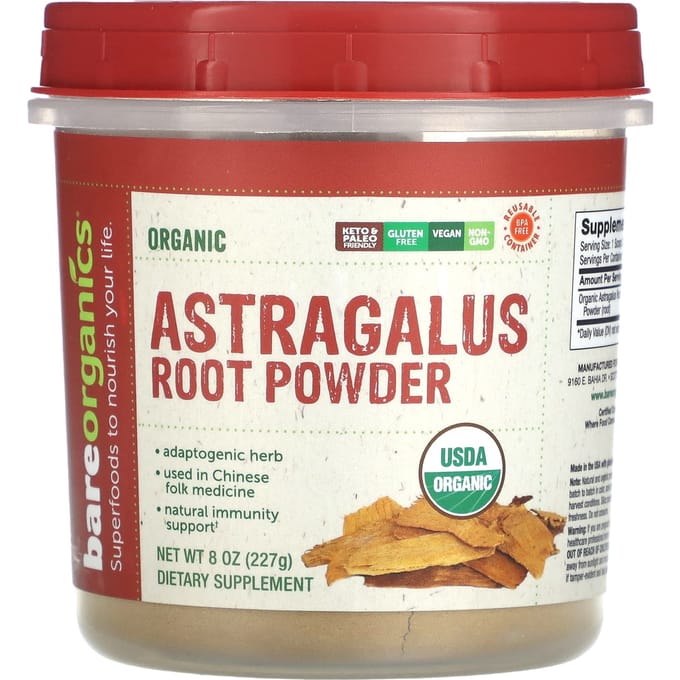 BareOrganics, Biologisch Astragaluswortelpoeder, 227 gram (227 gr)