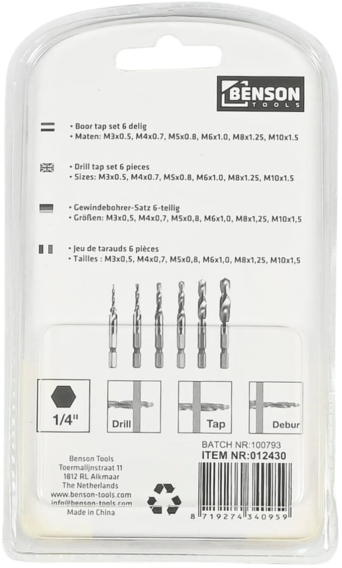 Hofftech Boor tap set 6 delig