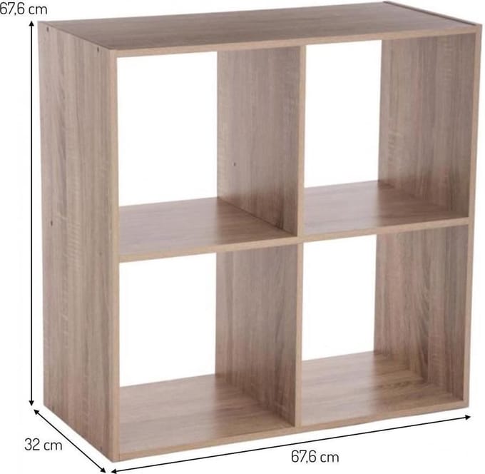 4-VAKS KAST - HOUT - NATUREL 67,6X32X67,6 CM