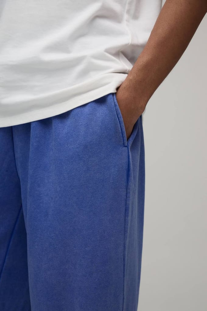 Balloon Fit Gewassen Loopback Joggingbroek | Blue | Size Medium