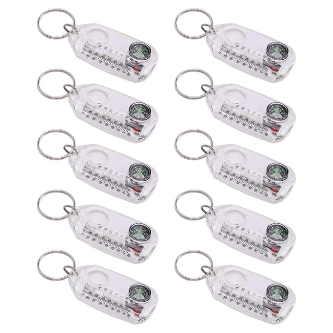 10 STUKS     en Thermometers Draagbare Multifunctionele Sleutel  Vergrootglas   Thermometer voor Wandelen Kamperen white