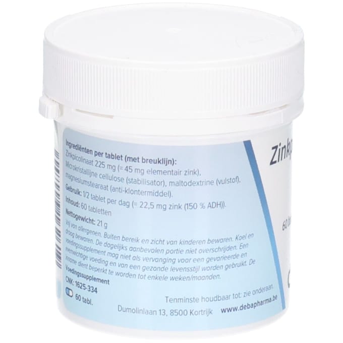 Deba Pharma Zinkpicolinaat 45mg 60 Gecomprimeerde tabletten