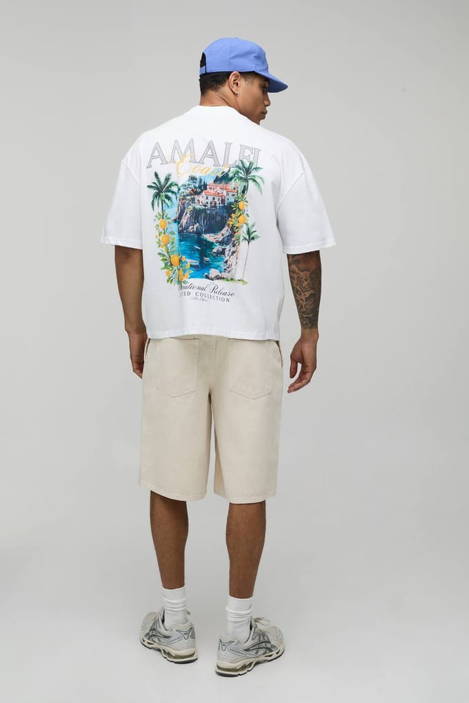 Wit Oversized Boxy T-shirt Met Amalfi Print | White | Size Medium