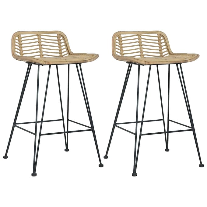 vidaXL - Barstoelen - 2 - st - natuurlijk - rattan